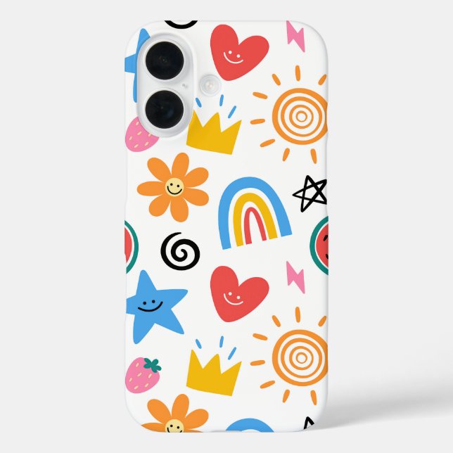 Cute Summer Doodles Whimsical Seamless Pattern Case-Mate iPhone Case (Back)