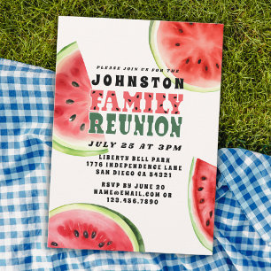 Cute Summer Family Reunion Watercolor Watermelon Invitation