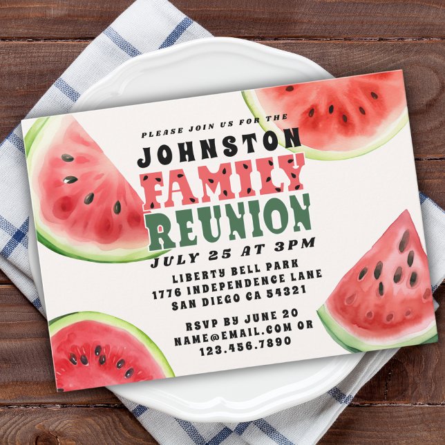 Cute Summer Family Reunion Watermelon Horizontal  Invitation (Creator Uploaded)