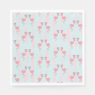 Cute Summer Flamingo Pattern In Pink & Green Party Napkin