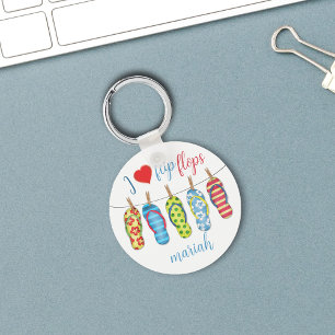 Cute Summer Flip Flops Custom Key Ring