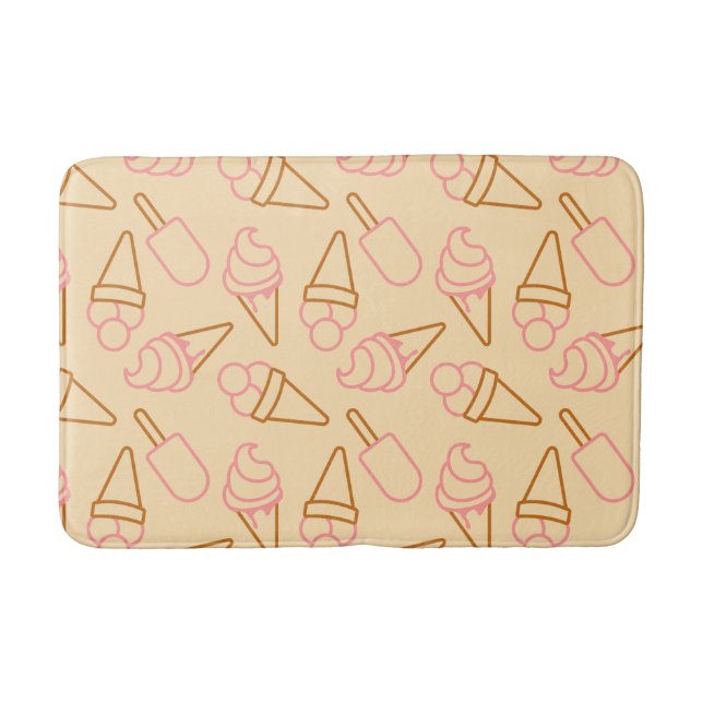 Cute summer food with outline ice cream contours bath mat (Front)