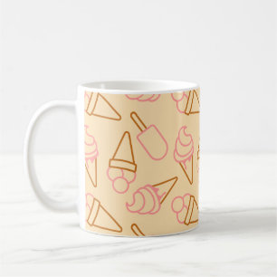 Cute summer food with outline ice cream contours coffee mug