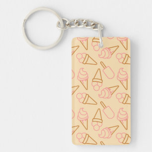 Cute summer food with outline ice cream contours key ring