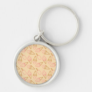Cute summer food with outline ice cream contours key ring