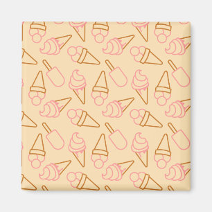 Cute summer food with outline ice cream contours magnet