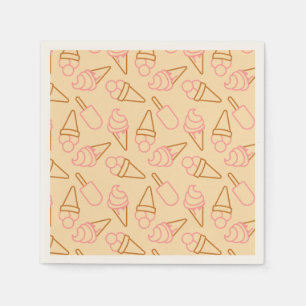 Cute summer food with outline ice cream contours napkin