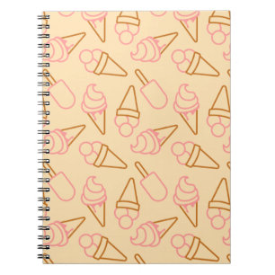 Cute summer food with outline ice cream contours notebook