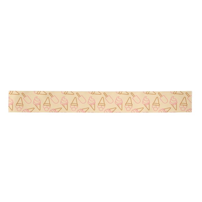 Cute summer food with outline ice cream contours satin ribbon (Front)