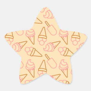 Cute summer food with outline ice cream contours star sticker