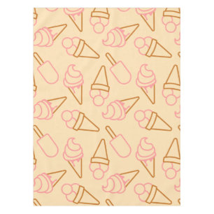 Cute summer food with outline ice cream contours tablecloth
