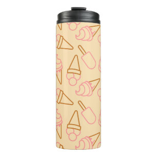 Cute summer food with outline ice cream contours thermal tumbler