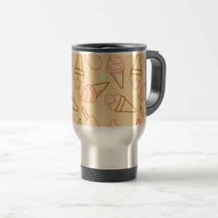 Cute summer food with outline ice cream contours travel mug