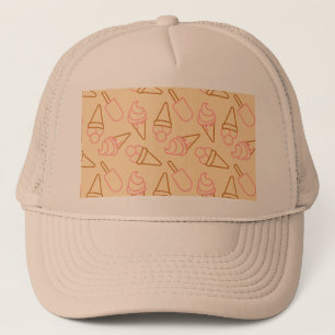 Cute summer food with outline ice cream contours trucker hat
