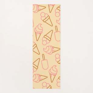 Cute summer food with outline ice cream contours yoga mat