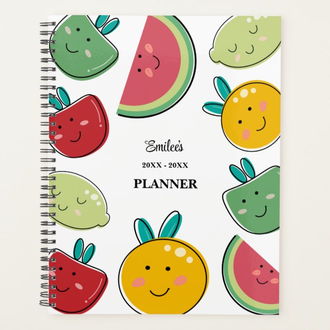 Cute Summer Fruit Pattern Daily and Monthly Planner (Front)