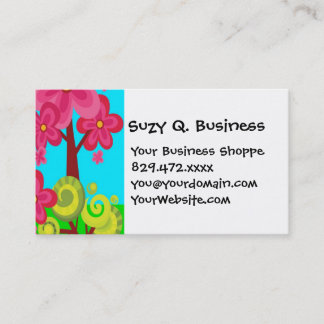 Cute Summer Fun Pink Flower Trees Business Cards