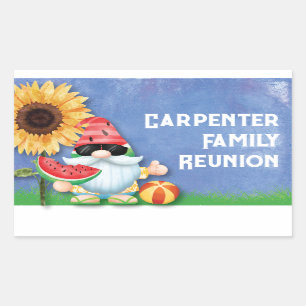 Cute Summer Gnome Family Reunion Rectangular Sticker