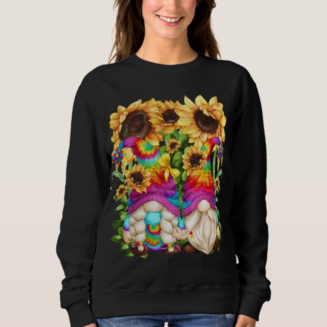 Cute Summer Gnomes For Women Colourful Sunflower H Sweatshirt (Front)