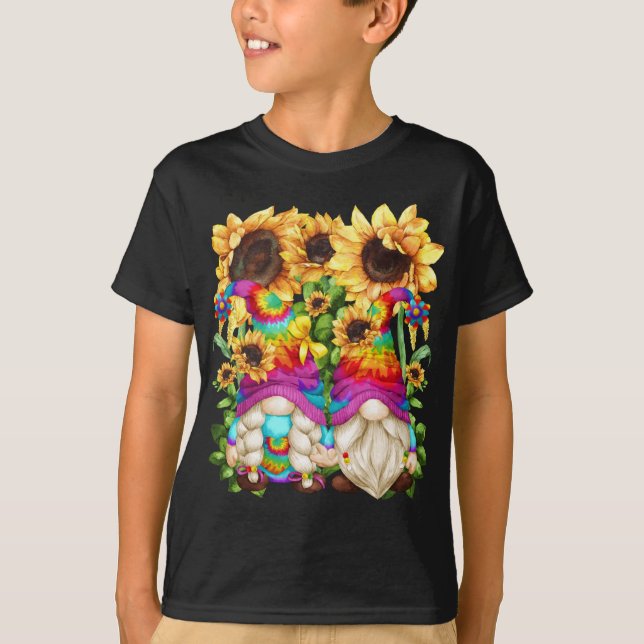 Cute Summer Gnomes For Women Colourful Sunflower H T-Shirt (Front)