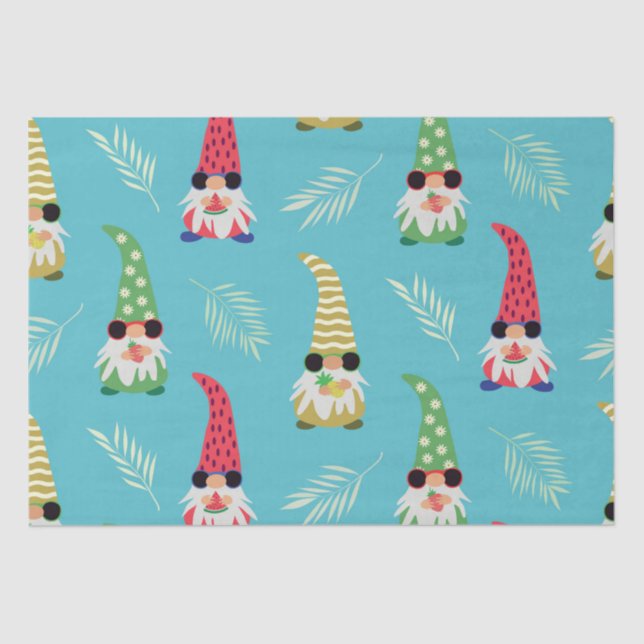 Cute summer gnomes holding fruits pattern   tissue paper (Front)
