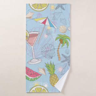 Cute summer illustration pattern with watermelon, bath towel