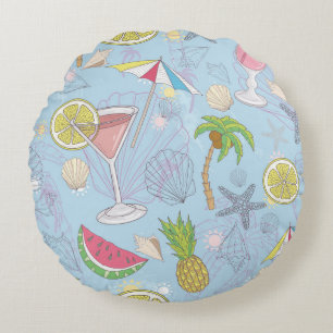 Cute summer illustration pattern with watermelon, round cushion