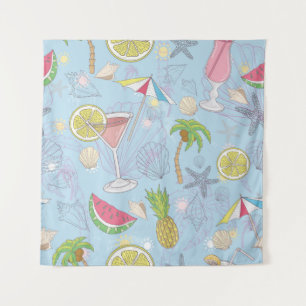 Cute summer illustration pattern with watermelon, tapestry