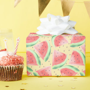 Cute Summer Kawaii Watercolor Watermelon Wrapping Paper