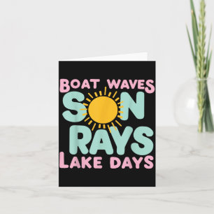 Cute Summer Lake Life Beach Boat Waves Sun Rays Card
