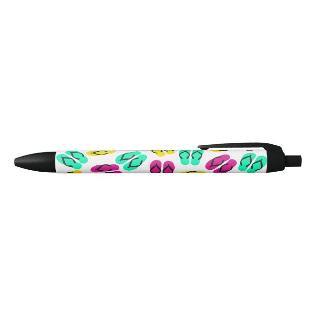 Cute Summer Neon Flip Flops Pattern Black Ink Pen (Top)