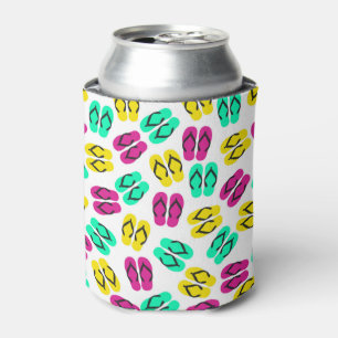 Cute Summer Neon Flip Flops Pattern Can Cooler