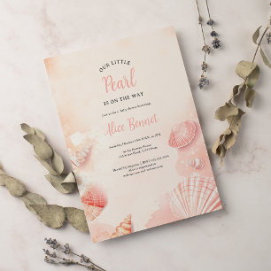 Cute summer ocean little pearl baby shower invitation