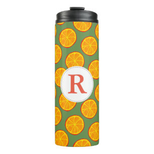 Cute Summer Orange Slices Monogram Thermal Tumbler