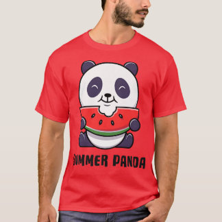 Cute Summer Panda Bear Eating Watermelon Premium  T-Shirt