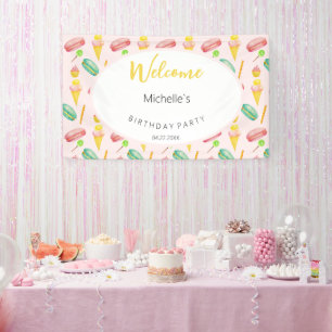 Cute Summer Party Watercolor Illustration Pattern Banner