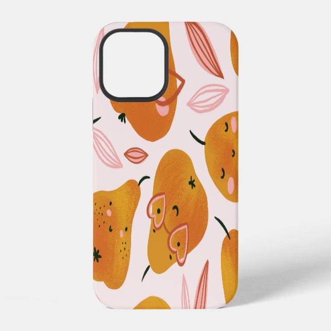 Cute summer pattern with orange pears. iPhone case (Back)