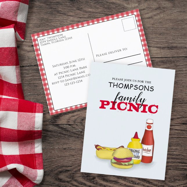 Cute Summer Picnic Trendy Cookout Whimsical  Postcard (Creator Uploaded)