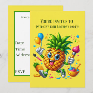 Cute Summer Pineapple fruit add text  Invitation