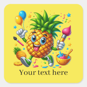 Cute Summer Pineapple fruit add text Square Sticker