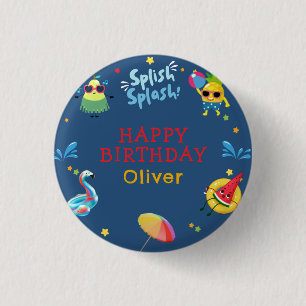 Cute Summer Pool Fruit Character Birthday Party 3 Cm Round Badge