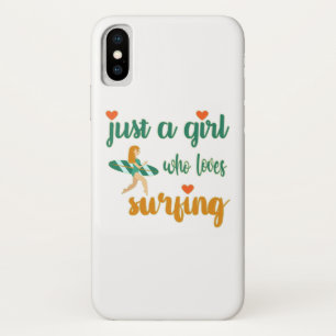 Cute summer quote Just a girl who loves surfing iPhone X Case