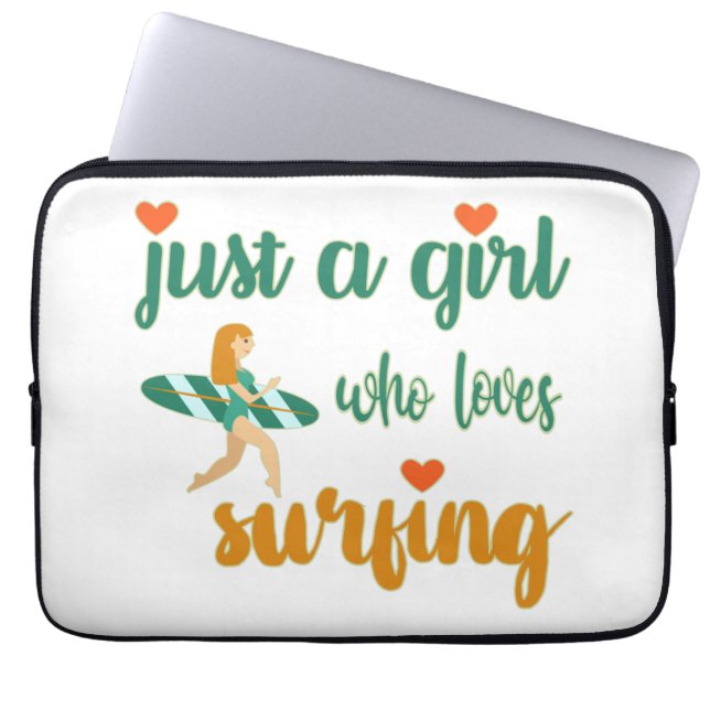 Cute summer quote Just a girl who loves surfing Laptop Sleeve (Front)