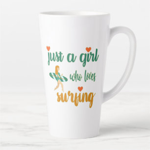Cute summer quote Just a girl who loves surfing Latte Mug