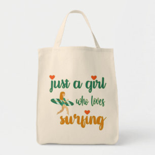 Cute summer quote Just a girl who loves surfing Tote Bag