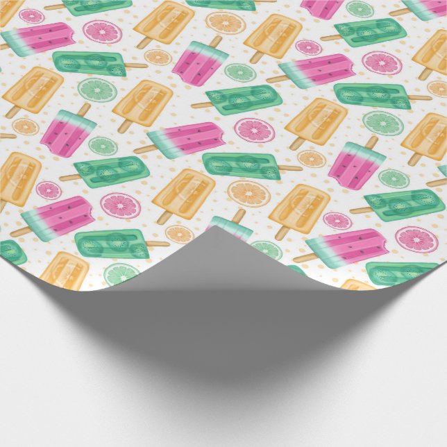 Cute Summer Retro Pastel Ice cream Pattern Wrapping Paper (Corner)