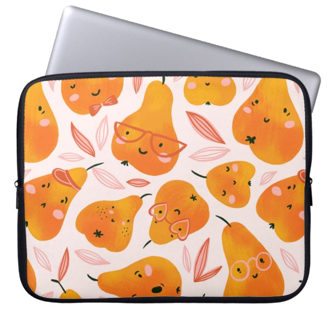 Cute summer seamless pattern with orange pears. Fu Laptop Sleeve (Front)