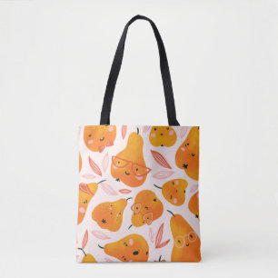 Cute summer seamless pattern with orange pears. Fu Tote Bag
