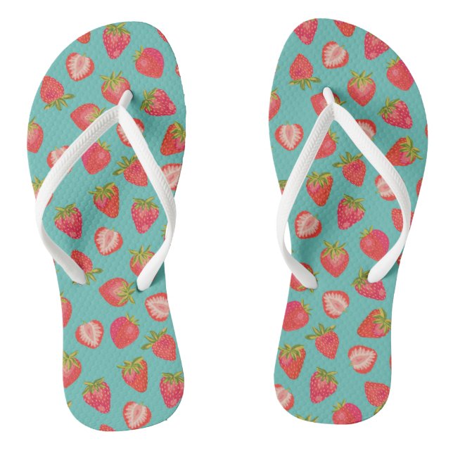 Cute Summer Strawberry Pattern Thongs (Footbed)