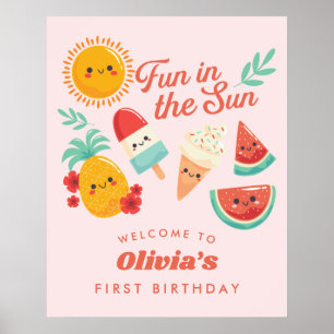 Cute Summer Sun Welcome Birthday Sign
